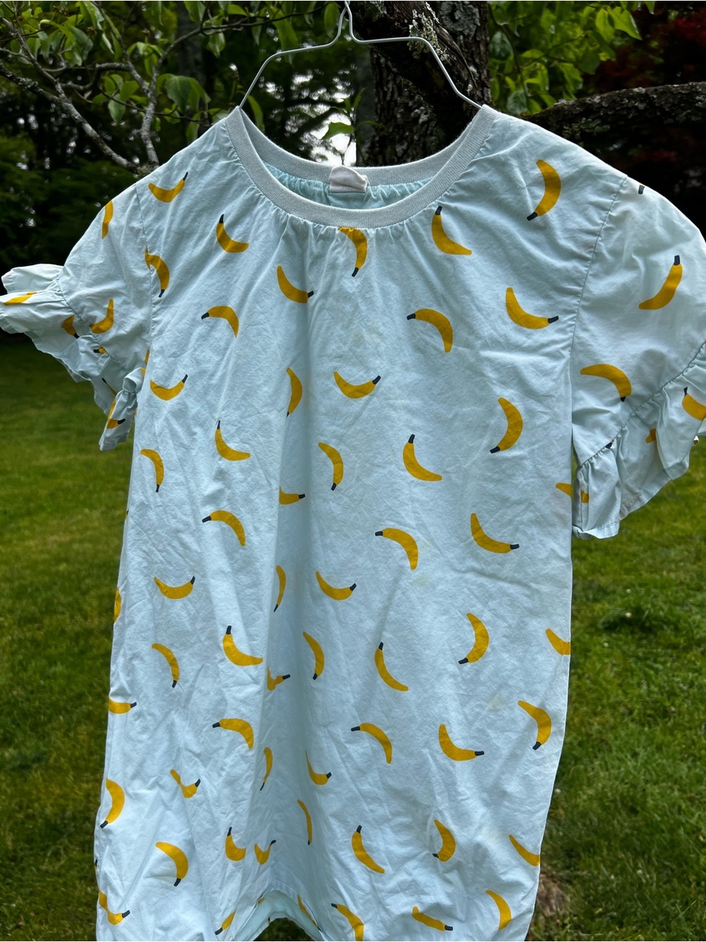 stem Light Blue Dress with Yellow Banana Print